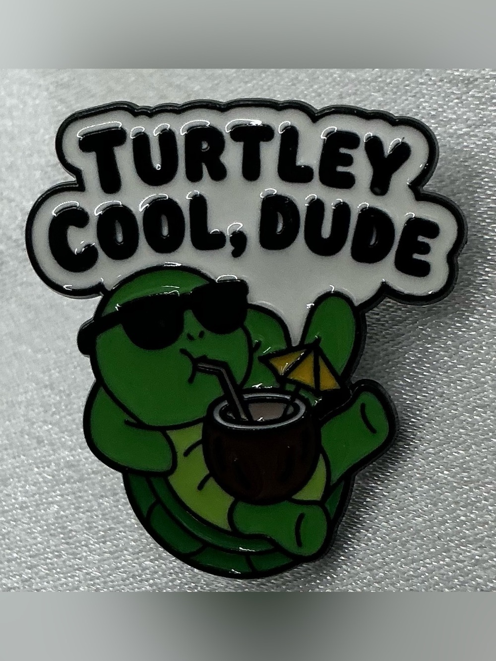 ENAMEL LAPEL PIN TURTLY COOL DUDE